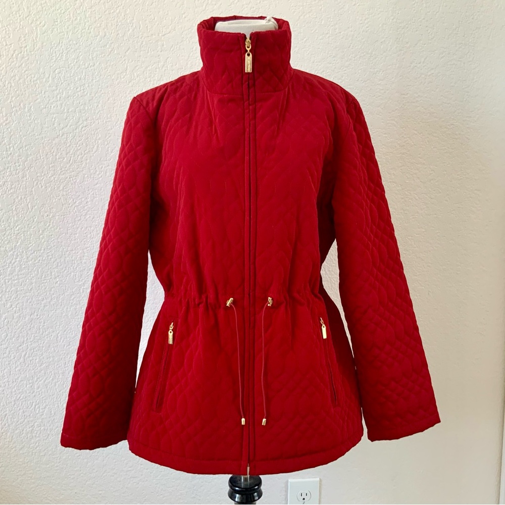 Ellen Tracy Red Quilted Utility Jacket, Sz L